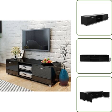 The Living Store Mobile Porta TV Nero Lucido 120x40,5x35 cm - Mobile per TV