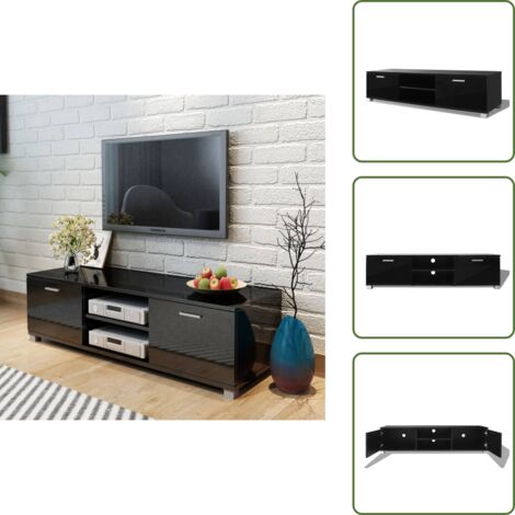 The Living Store Mobile Porta TV Nero Lucido 140x40,5x35 cm - Mobile per TV