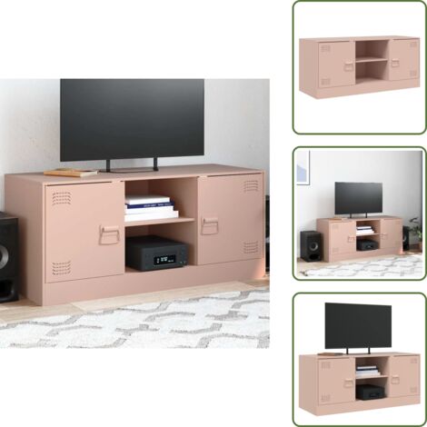 The Living Store Mobile Porta TV Rosa 99x39x44 cm in Acciaio - TV Stand