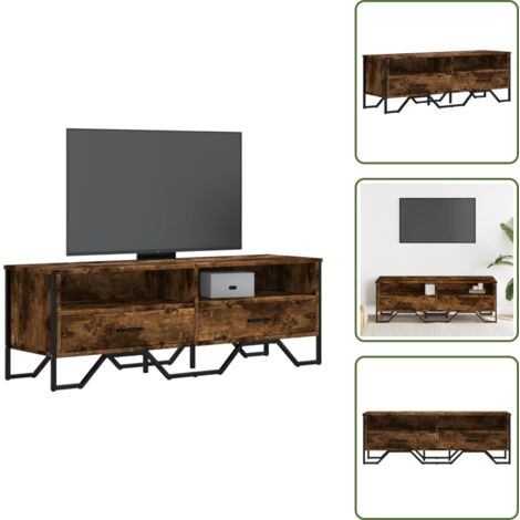 The Living Store Mobile Porta TV Rovere Fumo 122x34x41 cm in Legno Multistrato - Credenza TV