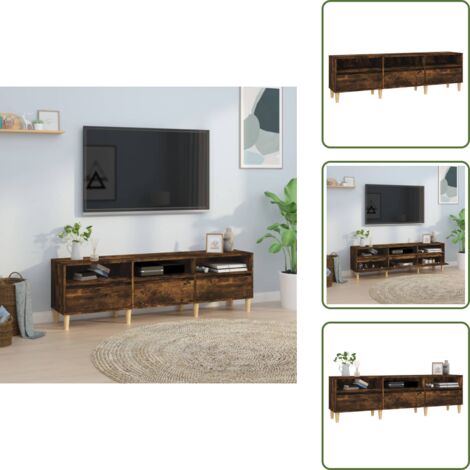 The Living Store Mobile Porta TV Rovere Fumo 150x30x44,5 cm in Legno Multistrato - Mobile porta TV
