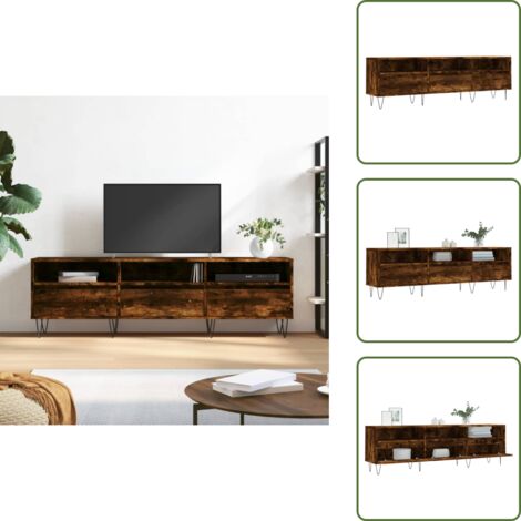 The Living Store Mobile Porta TV Rovere Fumo 150x30x44,5 cm in Legno Multistrato - Mobile TV in legno