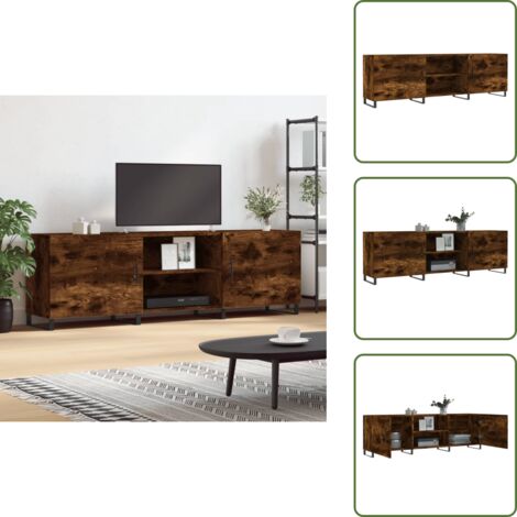 The Living Store Mobile Porta TV Rovere Fumo 150x30x50 cm in Legno Multistrato - TV Stand
