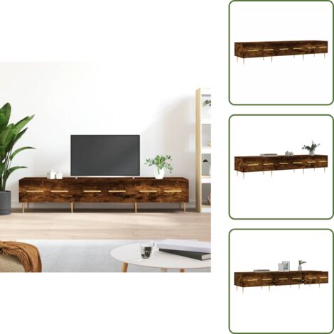 The Living Store Mobile Porta TV Rovere Fumo 150x36x30 cm in Legno Multistrato - TV Stand