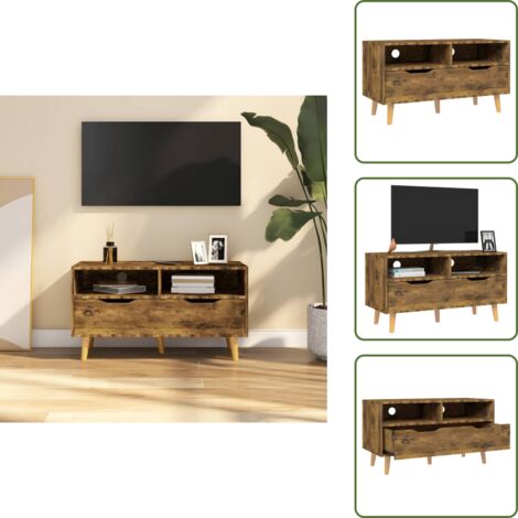 The Living Store Mobile Porta TV Rovere Fumo 90x40x48,5 cm Legno Multistrato - Mobile HiFi