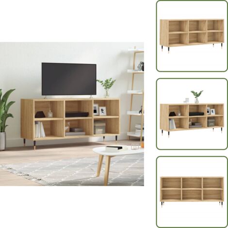 The Living Store Mobile Porta TV Rovere Sonoma 103,5x30x50 cm Legno Multistrato - Mobile TV con ripiani