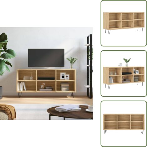 The Living Store Mobile Porta TV Rovere Sonoma 103,5x30x50 cm Legno Multistrato - Mobile TV con ripiani