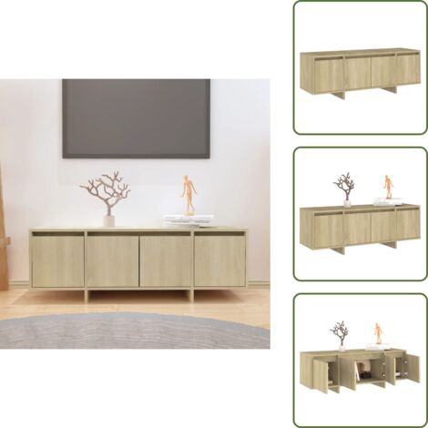 The Living Store Mobile Porta TV Rovere Sonoma 120x30x40,5 cm in Truciolato - Armadio stereo