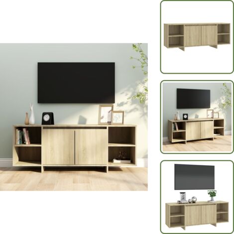 The Living Store Mobile Porta TV Rovere Sonoma 130x35x50 cm in Truciolato - Armadio stereo