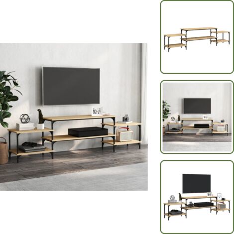 The Living Store Mobile Porta TV Rovere Sonoma 197x35x52 cm in Legno Multistrato - Mobile TV in legno