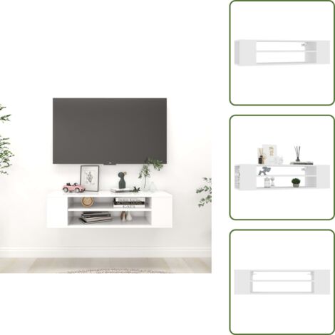 The Living Store Mobile Porta TV Sospeso Bianco 100x30x26,5 cm Legno Multistrato - Mobiletto TV