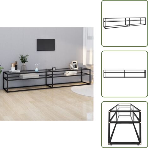 The Living Store Mobile Porta TV Trasparente 220x40x40,5 cm in Vetro Temperato - Mobile TV in vetro temperato