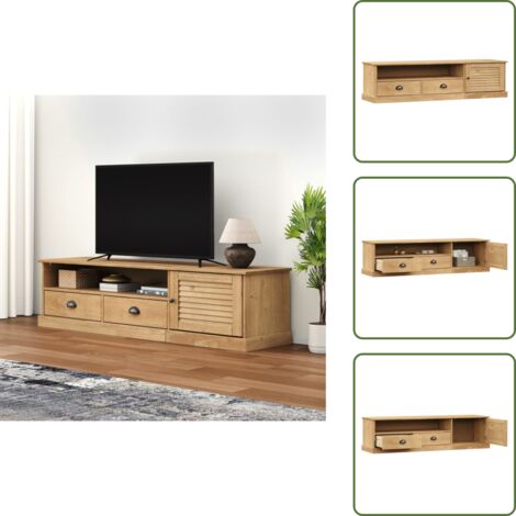 The Living Store Mobile Porta TV VIGO 156x40x40 cm in Legno Massello di Pino - Mobile per TV