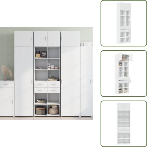 The Living Store Mobile Portaoggetti Bianco 70x42,5x225 cm in Truciolato - Armadio