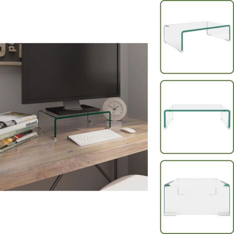 The Living Store Mobile/Rialzo porta TV in Vetro Bianco 40x25x11 cm - Rialzo tv