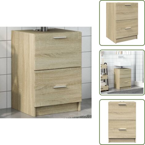 The Living Store Mobile Sottolavabo Rovere Sonoma 63x30x54 cm in Truciolare - Mobile sottolavabo