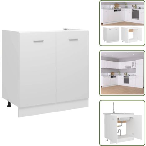 The Living Store Mobile Sottolavello “Lyon” Bianco 80x46x81,5 cm - Organizzazione cucina