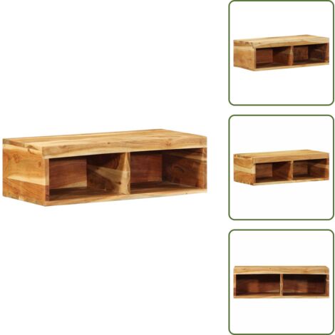 The Living Store Mobile TV a Parete 60x30x19 cm in Legno Massello di Acacia - Armadio a muro