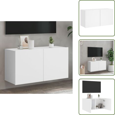 The Living Store Mobile TV a Parete Bianco 80x30x41 cm - Mobile TV
