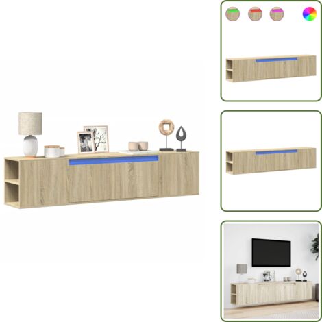 The Living Store Mobile TV a Parete con LED Rovere Sonoma 180x31x39,5 cm - TV a parete con LED