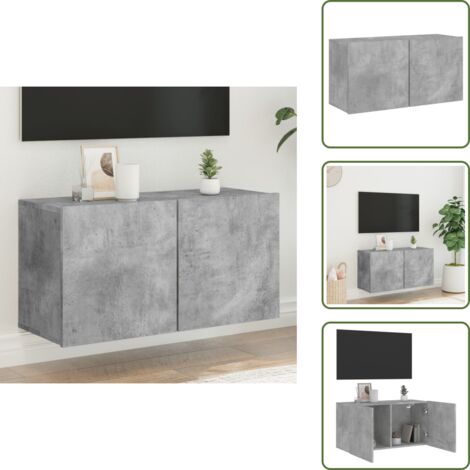 The Living Store Mobile TV a Parete Grigio Cemento 80x30x41 cm - Mobile TV