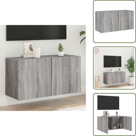 The Living Store Mobile TV a Parete Grigio Sonoma 80x30x41 cm - Mobile TV