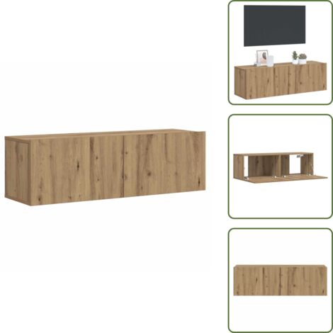 The Living Store Mobile TV a Parete Rovere Artigianale 100x30x30cm in Truciolato - Mobile TV