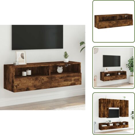 The Living Store Mobile TV a Parete Rovere Fumo 100x30x30 cm Legno Multistrato - Mobile TV