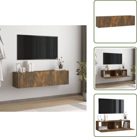 The Living Store Mobile TV a Parete Rovere Fumo 120x30x30cm Legno Ingegnerizzato - Mobile TV