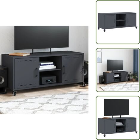 The Living Store Mobile TV Antracite 100,5x39x43,5 cm Acciaio - Armadio TV