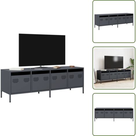 The Living Store Mobile TV Antracite 135x39x43,5 cm Acciaio Laminato a Freddo - Mobile TV