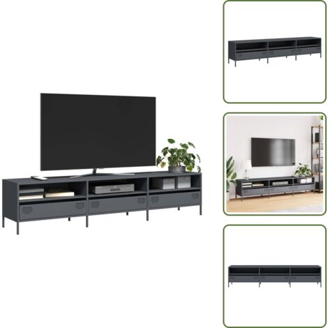 The Living Store Mobile TV Antracite 202x39x43,5 cm Acciaio Laminato a Freddo - Mobile TV