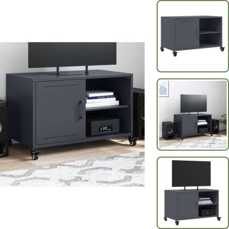 The Living Store Mobile TV Antracite 68x39x43,5 cm in Acciaio - Armadio TV