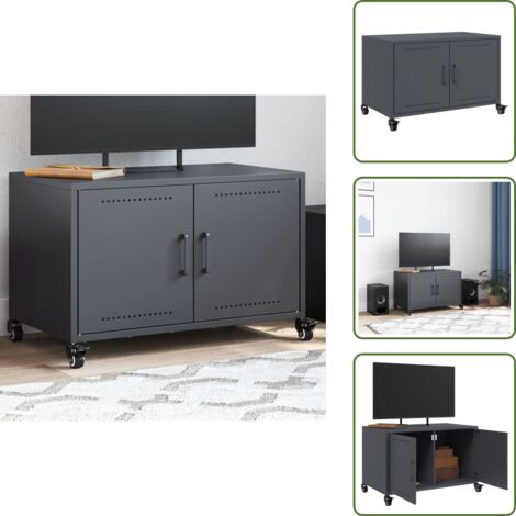 The Living Store Mobile TV Antracite 68x39x43,5 cm in Acciaio Laminato a Freddo - Armadio TV