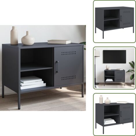 The Living Store Mobile TV Antracite 68x39x50,5 cm in Acciaio - TV in acciaio