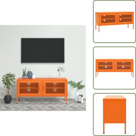 The Living Store Mobile TV Arancione 105x35x50 cm in Acciaio - TV in acciaio