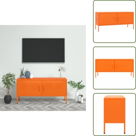 The Living Store Mobile TV Arancione 105x35x50 cm in Acciaio - TV in acciaio
