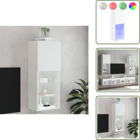 The Living Store Mobile TV con Luci LED Bianco 40,5x30x102 cm - Luci LED