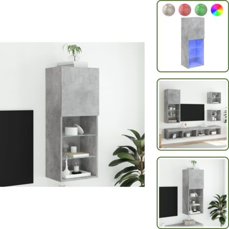 The Living Store Mobile TV con Luci LED Grigio Cemento 40,5x30x102 cm - TV mobile