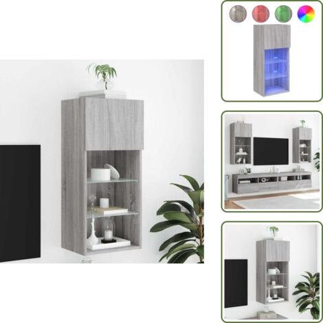 The Living Store Mobile TV con Luci LED Grigio Sonoma 40,5x30x90 cm - Luci LED