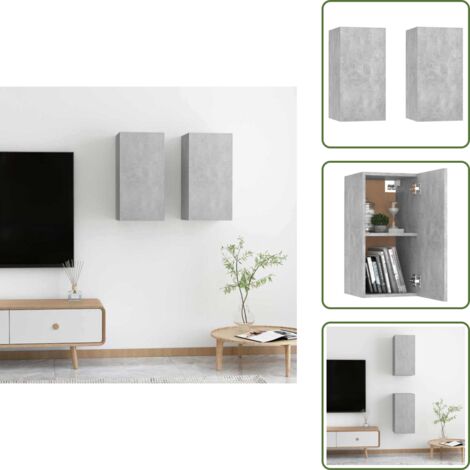 The Living Store  Mobile TV da Muro  2 pcs Grigio cemento 30.5 x 30 x 60 cm - Armadio TV