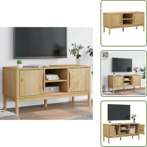 The Living Store Mobile TV FLORO Marrone Cera 114x43x55 cm in Legno di Pino - Mobile TV moderno