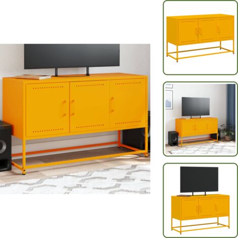 The Living Store Mobile TV Giallo Senape 100,5x39x60,5 cm in Acciaio - TV in acciaio