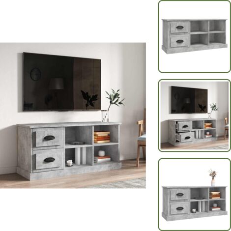 The Living Store Mobile TV Grigio Cemento 102x35,5x47,5 cm in Legno Multistrato - Mobile da soggiorno