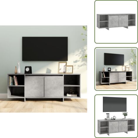 The Living Store Mobile TV Grigio Cemento 130x35x50 cm in Truciolato - Armadio stereo
