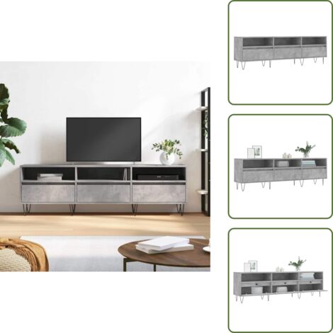 The Living Store Mobile TV Grigio Cemento 150x30x44,5 cm Legno Multistrato - Mobile da salotto