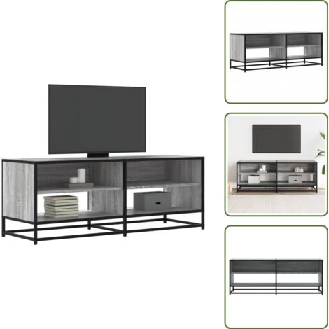 The Living Store Mobile TV Grigio Sonoma 120,5x40x46cm Legno Multistrato Metallo - Mobile con TV