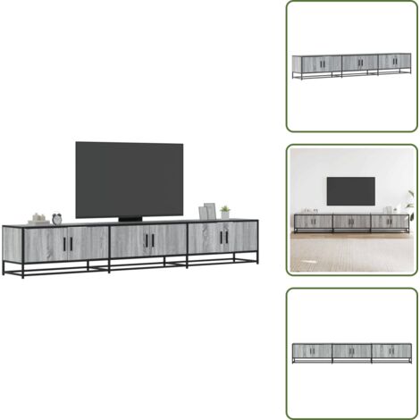 The Living Store Mobile TV Grigio Sonoma 240x35x41 cm in Legno Multistrato - Mobile da salotto