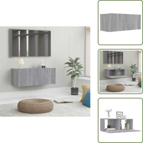 The Living Store Mobile TV Grigio Sonoma 80x30x30 cm Legno Multistrato - Mobile da parete