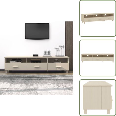 The Living Store Mobile TV HAMAR ambra 158x40x40 cm in Legno Massello di Pino - Armadio TV